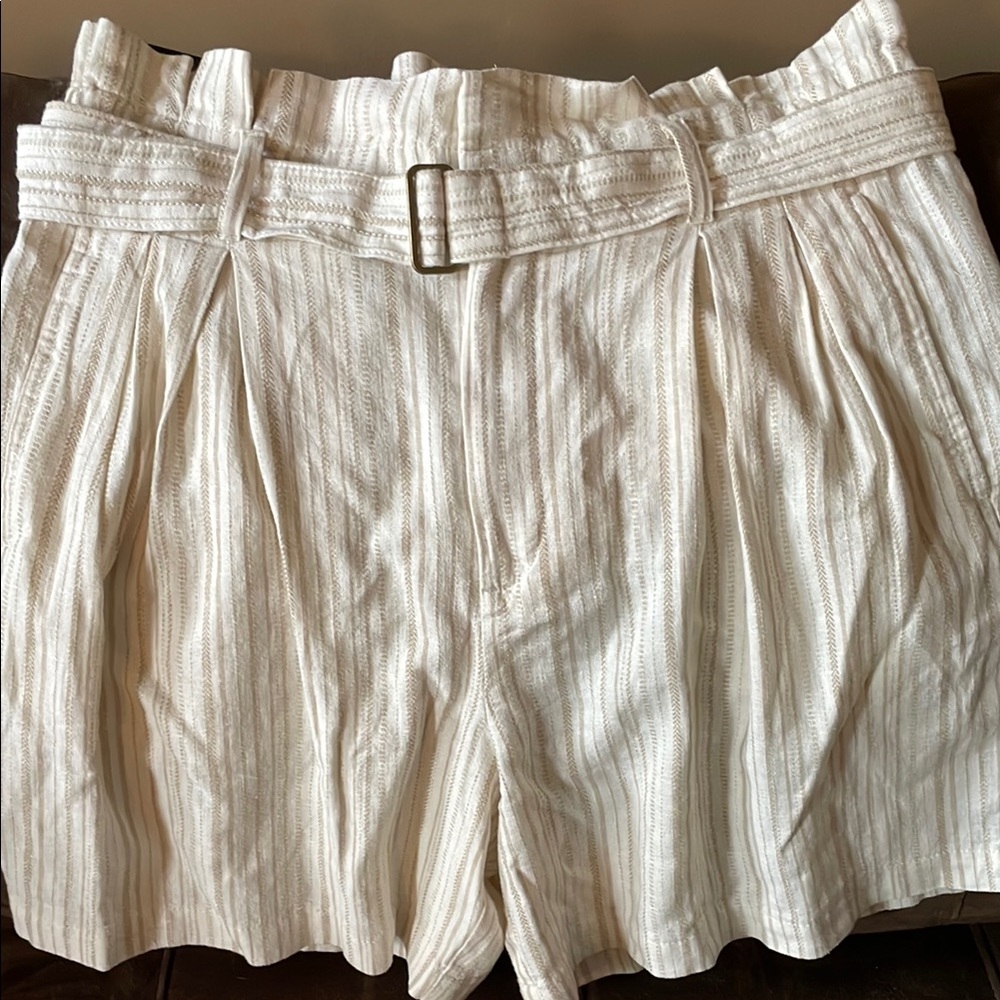 Banana Republic High Waist Striped Shorts - Cream